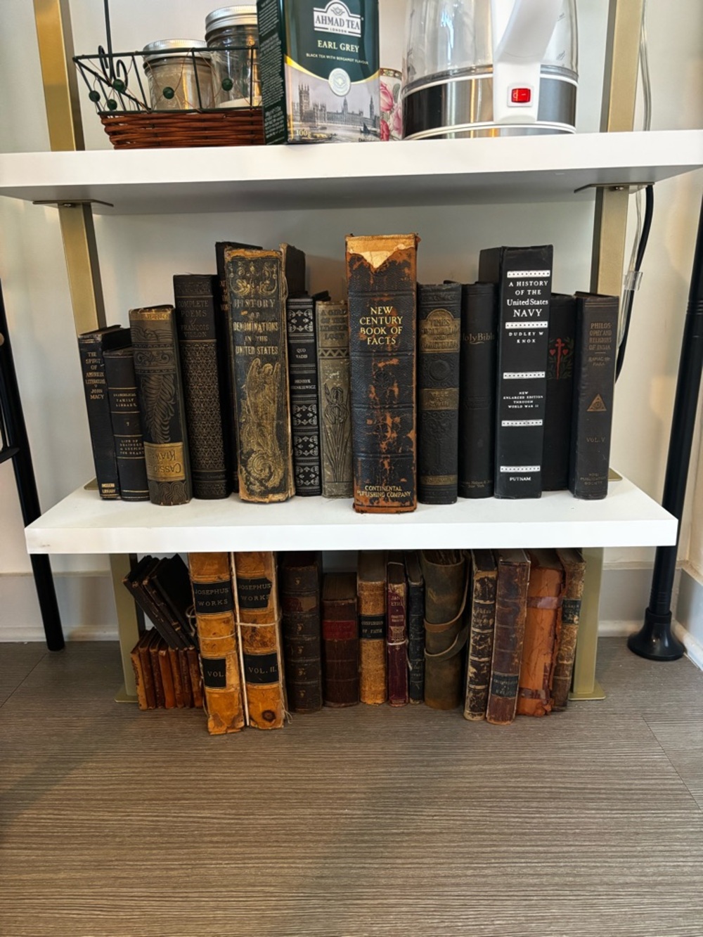 Vintage Leather-Bound Book Collection - Black, Brown, Gold etc.
